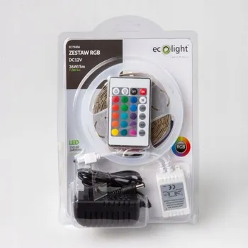LED osvětlení Ecolight LED pásek RGB 5m + dálkový ovladač + napájecí adaptér + ovladač