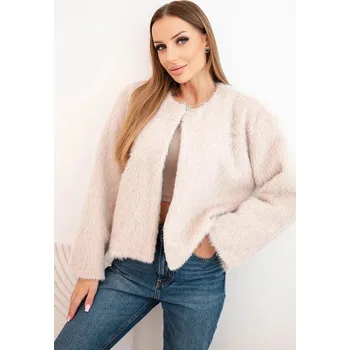 Dámská kožešinová bunda bez zapínání béžová UNI