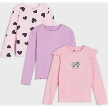 Dívčí oblečení Sinsay - 3 balení triček s dlouhými rukávy - vícebarevná - 826GH-MLC - 826GH-MLC-140