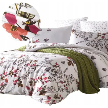 Povlečení Povlečení 200x220 bavlněné POLSKÁ BAVLNA velké listy na šedém pozadí LEAF