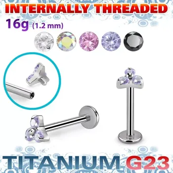 Piercing Titanový labret se třemi krystaly – elegantní a hypoalergenní ULBIN13S InfinityPierce.cz (Hypoalergenní titanový labret s třpytivými krystaly – luxusní design ULBIN13S)