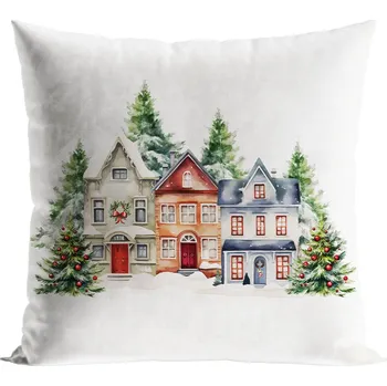 Povlak na dekorativní polštářek ZIMNÍ MĚSTEČKO Dekorační povlak na polštář VELVET 40x40cm, barva 009, vícebarevný