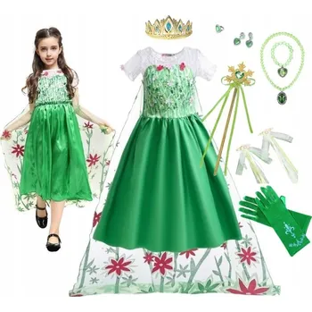 Karnevalový kostým KOSTÝM ŠATY PŘEVLEK ELSA FEVER PANÍ JARO KARNEVAL PLES 110 116 CM