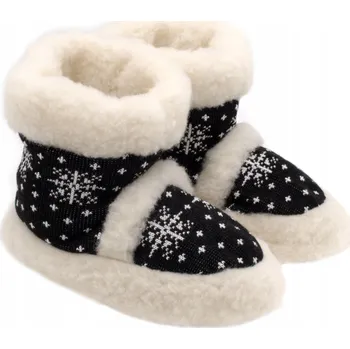 Dámské pantofle Teplé dámské vysoké Pantofle černé s vlnou 36 37