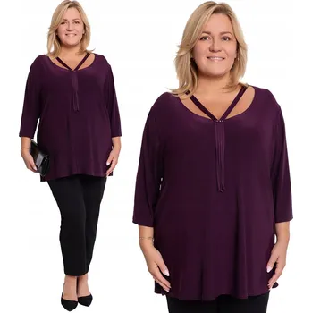 Dámská tunika Fialová tunika s ozdobným výstřihem 52/54
