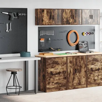 Dílenský stůl vidaXL Garážové skříně 2 ks kompozitní dřevo [3328332] Barva: kouřový dub