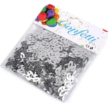 Konfeta Konfety čísla 30; 40; 50; 60 - na párty, narozeninové oslavy, malé, 7 (60) stříbrná