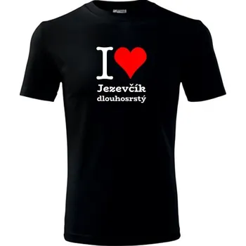 Chlapecké tričko Černé dětské tričko I love Jezevčík dlouhosrstý - dárek pro malého pejskaře / pejskařku - barva černá - velikost 4roky