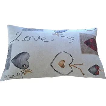 Povlak na polštářek Povlak na polštářek 30 x 50 cm krémová světlá s motivy srdcí