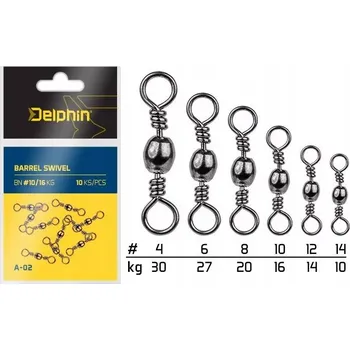 DELPHIN - Obratlík Barrel Swivel A-02 10 ks BN 12/14 kg