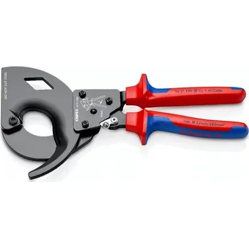 Ruční nářadí Knipex 95 31 280 - Nůžky na kabely 250mm, Cu a Al, pr.240mm2 s rohatkou a západkou, lakované, Bi-plast rukojeti