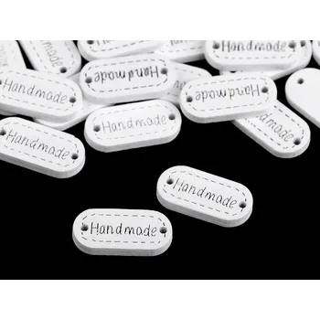 Dřevěná cedulka / ozdoba Handmade 11x23 mm, malé, 1 bílá