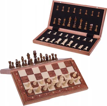 Šachy SQUARE - Velké dřevěné magnetické šachy 380 - Mahagon + 2 x extra Královna