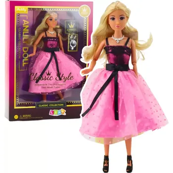 Lalka ANLILY v růžovo‑černých šatech s doplňky