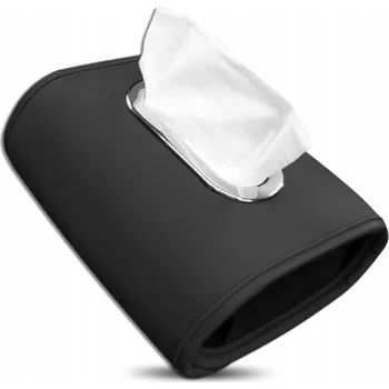 autokoberec Černý kožený organizér/obal na opěrku hlavy do auta s držákem na kapesníčky