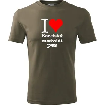 Army tričko I love Karelský medvědí pes - dárek pro pejskaře - barva hnědá - velikost XXL
