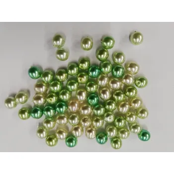 Dětské navlékací korálky Voskované perly 5mm - mix světle zelená - 20 g