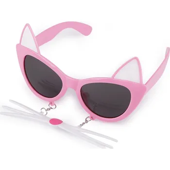 Karnevalový doplněk Párty / karnevalové brýle kočka s čumákem - dětské, malé, 1 růžová sv.