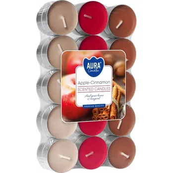 Svíčka Tradiční parafínová svíčka Jablko-Skořice Aura 30 ks