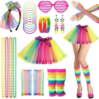 Karnevalový kostým MAX KOSTÝM SET DISCO LÉTA 80 RAINBOW NEON 9v1
