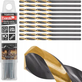 Vrták VRTÁKY DO KOVU HSS 3.50MM ČERNO-ZLATÉ SPIRÁLOVÉ PRAVOŘEZNÉ 10 KS