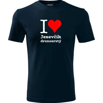 Chlapecké tričko Tmavě modré dětské tričko I love Jezevčík drsnosrstý - dárek pro malého pejskaře / pejskařku - barva tmavě modrá - velikost 10let