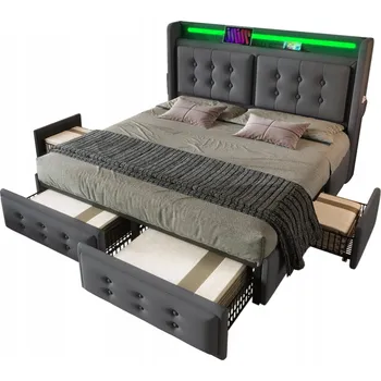 Postel Dřevěná manželská postel Arhatreya 180x200 cm šedá