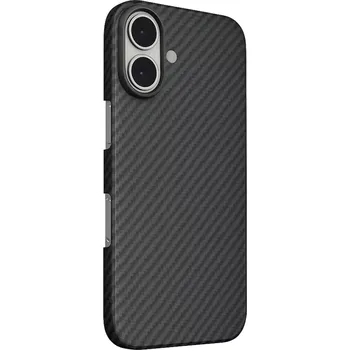 Pouzdro na mobilní telefon Swissten MagCarbon iPhone 17 – černý kevlarový kryt (SWISSTEN MagCarbon – černé ultratenké pouzdro, obal, kryt z aramidového vlákna s MagSafe a ochranou fotoaparátu pro Apple iPhone 17)