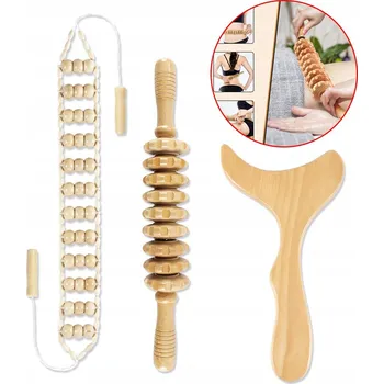 Masážní přístroj DREWNIANY WAŁEK 3 W 1 PROTI CELULITIDĚ MASÁŽNÍ PŘÍSTROJ NA TĚLO