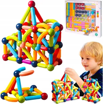 ostatní stavebnice STAVEBNICE KOSTKY 3D KREATIVNÍ VZDĚLÁVACÍ HRAČKA 80 DÍLKŮ. MAGNETICKÁ SKLÁDAČKA