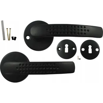 Dveřní kování KLIKA SANDRA ČERNÁ ROZETA KULATÝ ŠTÍTEK KLÍČ