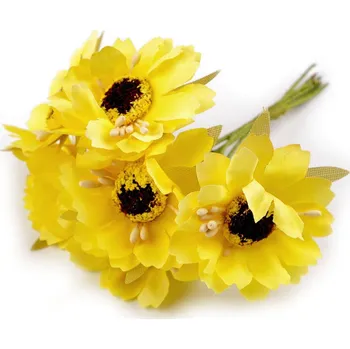 umělá květina Umělý květ na drátku, malé, 2 žlutá