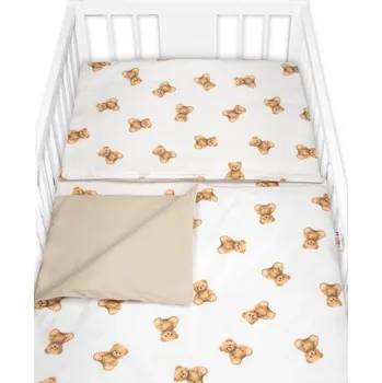 Povlečení Povlečení do postýlky, bavlna, 2D sada, Míša - bílá s potiskem, 135x100