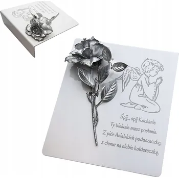 Smuteční dekorace DEKORACE na hrob S GRAVÍROVÁNÍM HŘBITOVNÍ SVÍČKA podstavec na hřbitov STABILIZOVANÁ RŮŽE