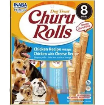 Pamlsek pro psa Churu Dog Rolls Chicken Reciple wraps Chicken with Cheese Recipe 8x12g