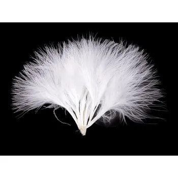 Peří marabu délka 5-12 cm, malé, 1 bílá