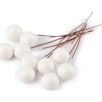 umělá květina Kuličky / bobule na drátku Ø1,2 cm, barva 1 červená