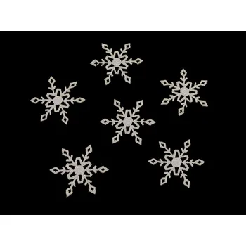 Stuha Vánoční filcová vločka s glitry Ø30 mm, malé, 1 krémová světlá