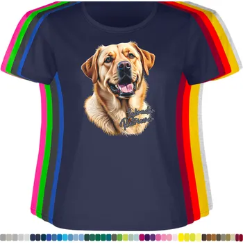 Dámské tričko damske-levne-bavlnene-tricko-digitalni-potisk-pes-labrador Barva: Navy - tmavě modrá, velikost: 3XL