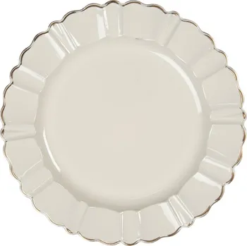 Talíř Béžovo-zlatý plastový servírovací talíř s ozdobným okrajem – 33 cm