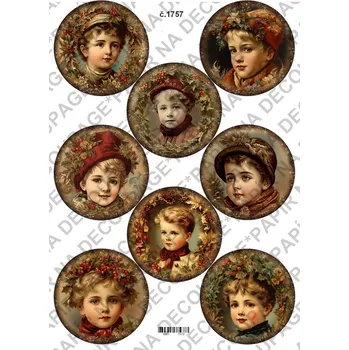 Umělecký papír Rýžový a soft papír na decoupage - Děti viktoriánské zimní - KB01757 Materiál: Soft, Rozměr: A4