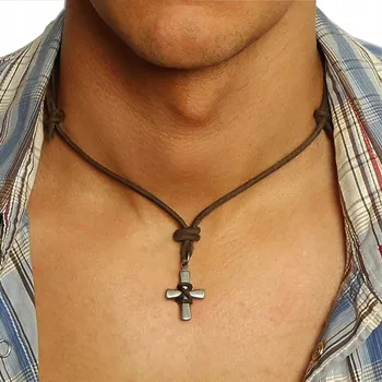Náhrdelník AUSTRÁLIE Pánský náhrdelník s křížkem PŘÍVĚSEK Dárek nastavitelná délka