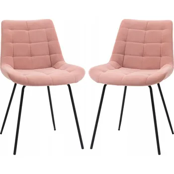 Jídelní židle JÍDELNÍ ŽIDLE S RŮŽOVÝM SAMETOVÝM POVLAKEM, 2 KS