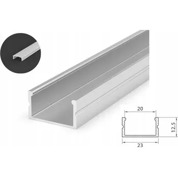 LED páska Anodizovaný hliníkový profil pro LED pásky ŠIROKÝ 23mm P13-2 mléčný kryt 2m