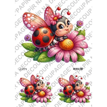 Umělecký papír Rýžový a soft papír na decoupage - Berušky - KB01771 Materiál: Soft, Rozměr: A4