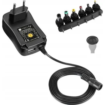 Techly Univerzální nastavitelný napájecí adaptér 3-12V 2.25A 27W USB 5V 1A