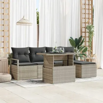 Zahradní sestava Zahradní nábytek ratanový set vidaXL šedý 6 ks