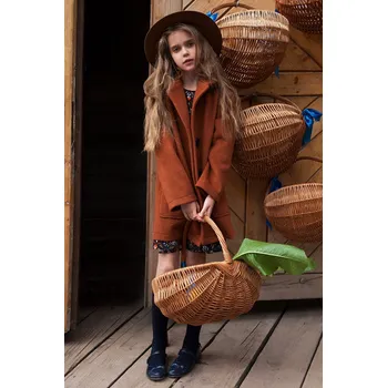 Dámský kabát Podzimní kabát bunda pro dívku alpaka hnědá 146