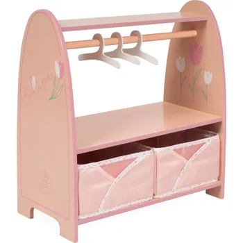 Věšák Dřevěný šatní věšák na oblečení pro panenky TULIPE