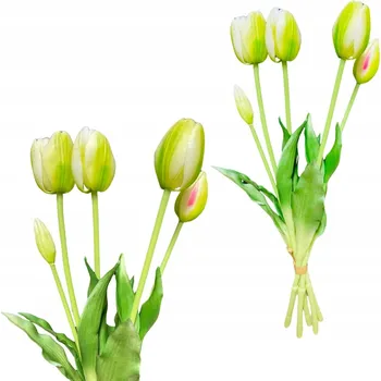 umělá květina GUMOVÁ KYTICE TULIPÁNŮ ZELENÉ TULIPÁNY REAL TOUCH KYTICE KVĚTINY JAKO ŽIVÉ